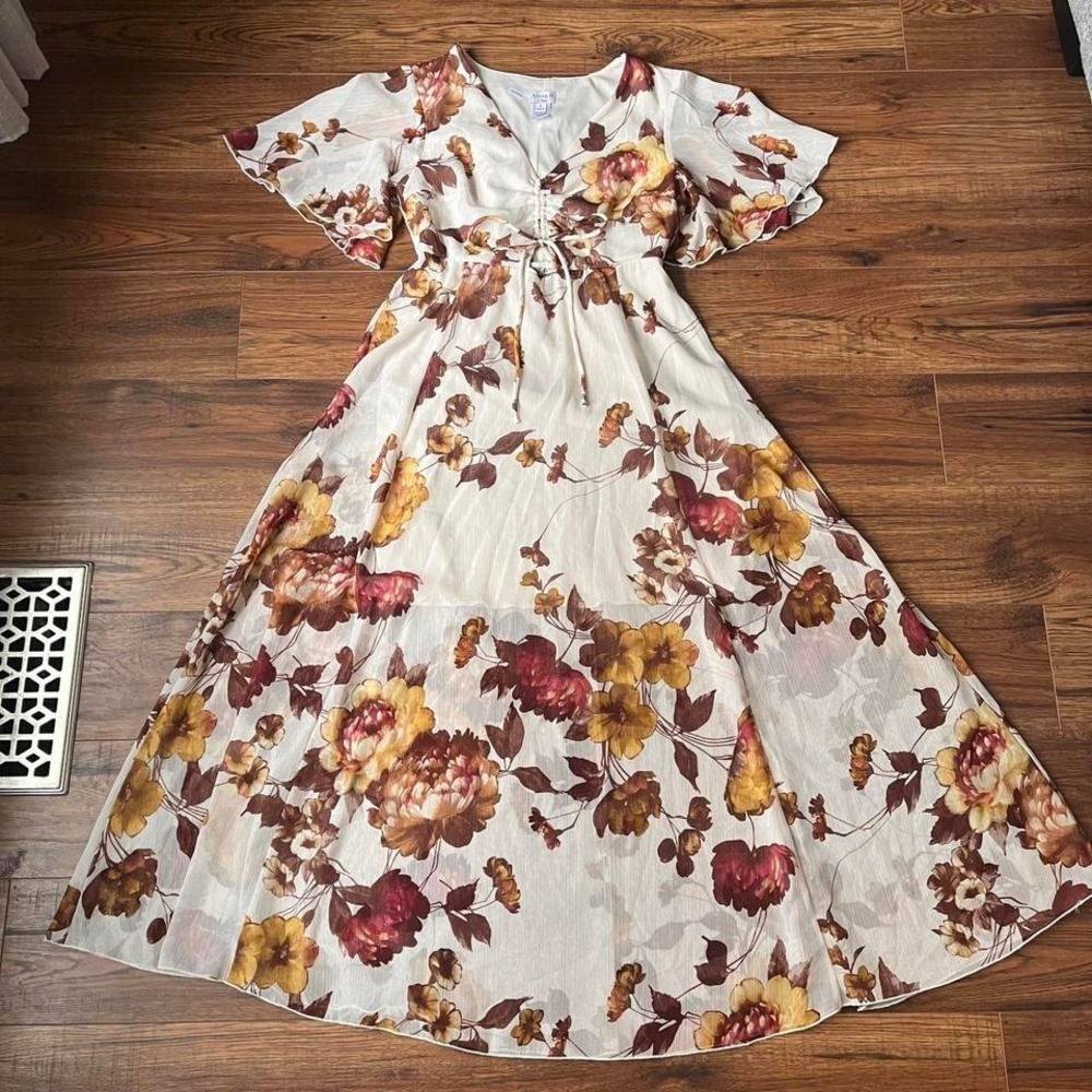 Alexa B Romantic Cottagecore Floral Maxi Dress Women 6 Empire Waist Coquette‎